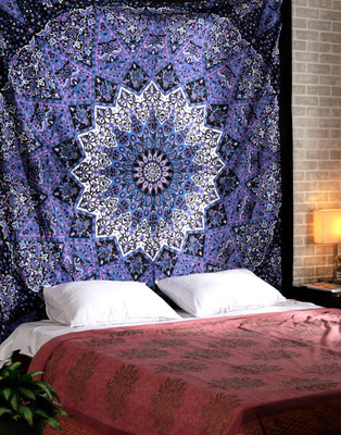 

Rajrang Living Room Cotton Mandala Tapestry(Blue)
