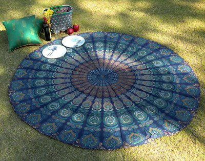 

Rajrang Living Room Cotton Mandala Tapestry(Blue)