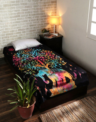 

Rajrang Living Room Cotton Mandala Tapestry(Black)