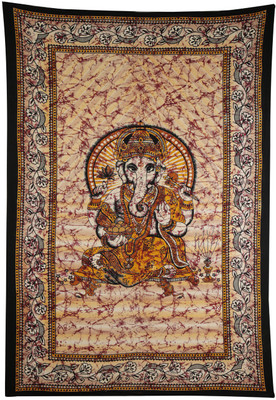 

Rajrang Living Room Cotton Mandala Tapestry(Beige)