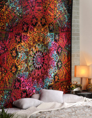 

Rajrang Living Room Cotton Mandala Tapestry(Multicolor)
