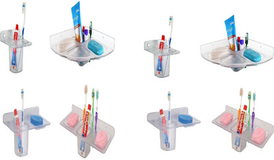 

jolly's navratan maha combo Acrylic Toothbrush Holder(Clear, Wall Mount)