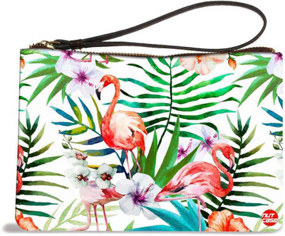 

Nutcaseshop White Hibiscus With Flamingo(Multicolor)