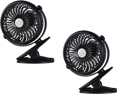 

Oxza Set of 2 360 Degree Rotate Rechargeable Clip Handy Mini USB Fan(Black)