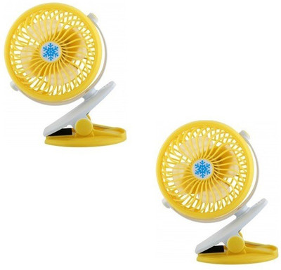 

Oxza Set of 2 360 Degree Rotate Rechargeable Clip Handy Mini USB Fan(Yellow)