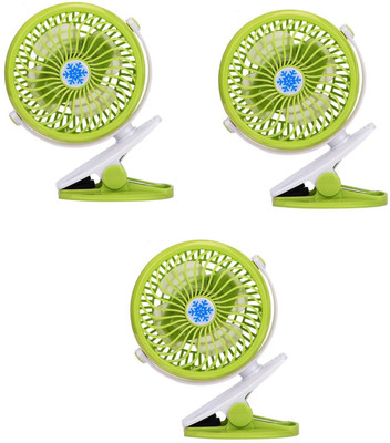 

Oxza Set of 3 360 Degree Rotate Rechargeable Clip Handy Mini USB Fan(Green)