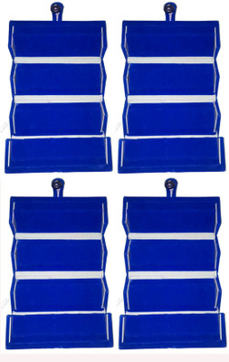 

Afrose Set of 4 velvet Ear ring Folder Vanity case ring storage travelling Box Vanity Box(Blue)