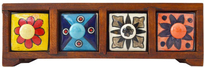 

artlivo POPART Ceramic 4 Drawer Long Box Utility Boz Vanity Box(Brown)