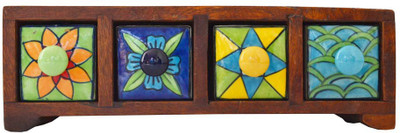 

Artlivo POPART Ceramic 4 Drawer Long Box utility box Vanity Box(Multicolor)