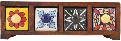 

Artlivo POPART Ceramic 4 Drawer Long Box utility box Vanity Box(Brown, Multicolor)