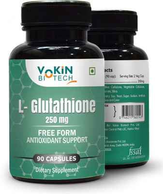 

Vokin Biotech L-Glutathione - 250mg 90 Veg Capsules (Pack of 2)(180 No)