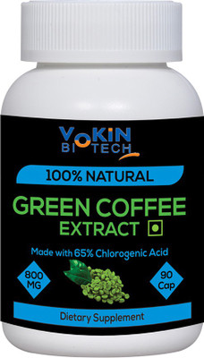 

Vokin Biotech 100% Natural Green Coffee Extract Made with 65% GCA 90 Capsules 800MG(90 No)
