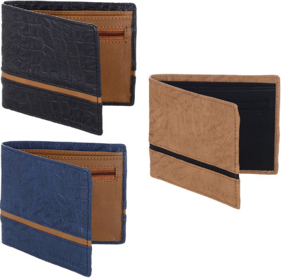 

MARKQUES Men Black, Blue, Beige Artificial Leather Wallet(4 Card Slots), Beige-20;black-01;blue-05