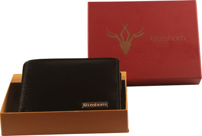 

Krosshorn Men Black Genuine Leather Wallet(6 Card Slots)