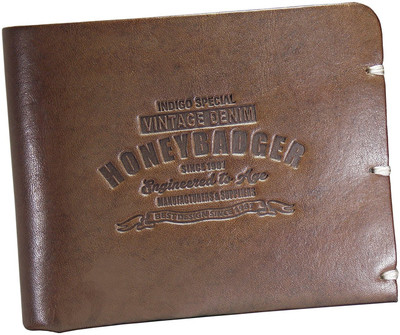 

Honey Badger Men Brown Genuine Leather Wallet(2 Card Slots)