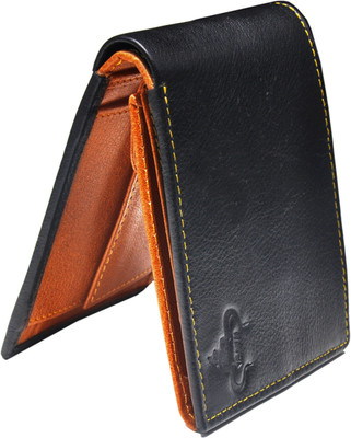 

Naysa Men Tan, Black Genuine Leather Wallet(9 Card Slots), Black;tan
