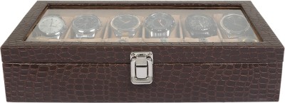 The Runner PU Leather Transparent Croc Finish Watch Box For 12 Watches Watch Box(Brown, Holds 12 Watches)   Watches  (The Runner)