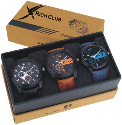 Rich Club Multi-Colour Triple Watches Combo Watch  - For Men   Watches  (Rich Club)