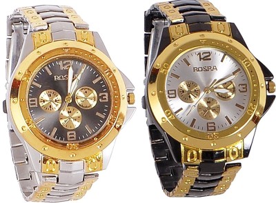 blutech black dial+gold black combo watches for mens & boys formal style wedding and festival Watch  - For Men   Watches  (blutech)
