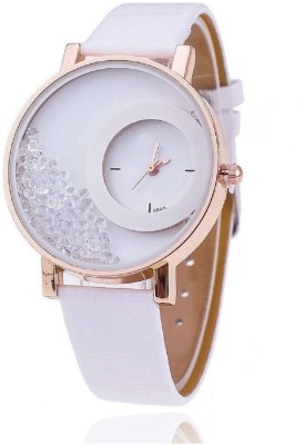 uneque trend MXRE WHITE STONE Mxre White Leather Strap Stone Studded Watch Watch  - For Women   Watches  (UNEQUE TREND)