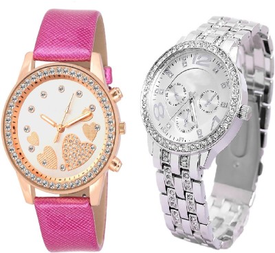 COSMIC Rhinestone Studded Analog silver Dial artificial chronograph with QUEEN OF HEARTSSOOMS SL-0068 SUPER BEAUTIFUL LADIES DIAMOND STUDDED ladies party wear Watch  - For Women   Watches  (COSMIC)