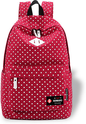 

Bonmaro Polka Dots Red 25 L Backpack(Red), #990000