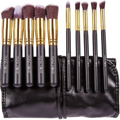 

Puna Store Kabuki Makeup Brush Set with Leather Bag(Pack of 10)