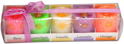 

ecocart sd-27 Candle(Red, Purple, Green, White, Orange, Pack of 5), Green;orange;purple;red;white