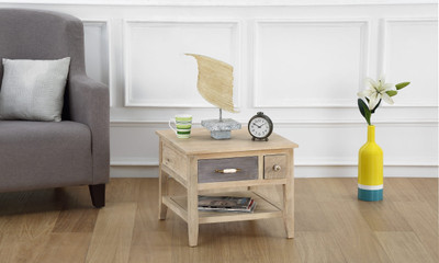 CORAZZIN Sheesham Wood Solid Wood Coffee Table(Finish Color - Mangowood - Rustic Ivory, Pre-assembled)