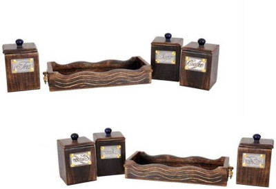

MartCrown Wooden handcrafted handmade carving masala boxWooden Fridge Container, Grocery Container, Oil Container, Pickle Container & Salt Pepper Container, Spice Container, Tea Coffee & Sugar Container, Utility Box , 2 Piece Condiment Set(Wood)