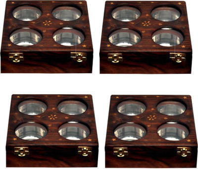 

MartCrown Wooden handcrafted handmade carving 4 Piece Condiment Set(Wood)