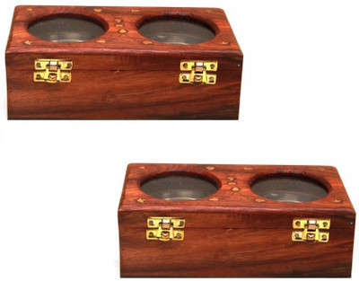 

MartCrown Wooden handcrafted handmade carving masala boWooden Fridge Container, 2 Piece Condiment Set(Wood)