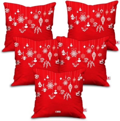 Indigifts Printed Cushions Cover(Pack of 5, 45 cm*45 cm, Red)