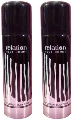

Relation Pack of 2 combo set Deodorant Spray - For Men(200 ml, Pack of 2)