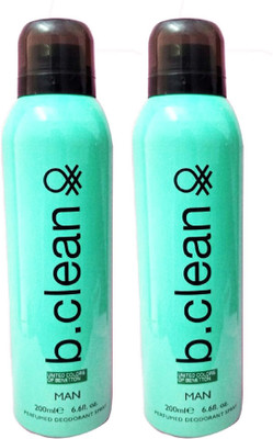 

B.Clean Pack of 2 combo set Deodorant Spray - For Men(200 ml, Pack of 2)