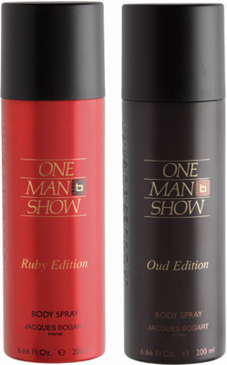 

Jacques Bogart One Man Show Ruby One Man Show Oud Deodorant Spray - For Men(400 ml, Pack of 2)