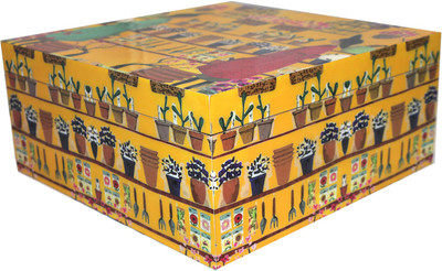

EZ Life 4 Compartments Resin & Wood Tissue Holder(Yellow)