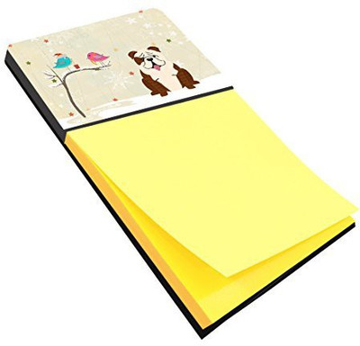 

Caroline's Treasures Pocket-size Note Pad(Christmas Presents between Friends English Bulldog Brindle White, Yellow)