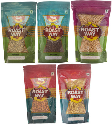 

Roast Way Flax Seed & Jwar Masala & Malai Jor Garam & Masala Chana & Moong Jor Garam Roasted Namkeen Combo(5)