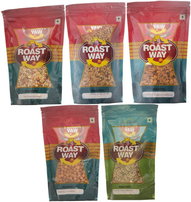 

Roast Way Masala Chana & Moong Jor Garam & Navratan Mix & Oats N Alsi Mix & Peanut Chilli Garlic Roasted Namkeen Combo(5)