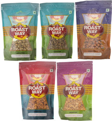 

Roast Way Peanut Chilli Garlic & Peanut Hing Jeera & Peanut Nimbu Podina & Pumpkin Seed & Rudraksh Gur Chana Roasted Namkeen Combo(5)