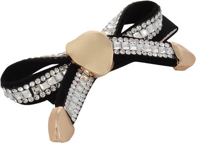 

Fayon Chunky Fashion Black Clip With Tiny Rhinestone Bow Hair Clip(Black)