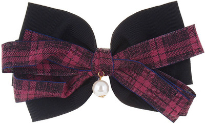 

Fayon Fashion Statement Clipk Printed Bow With Black Cloth Hair Clip(Pink)