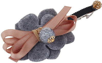 

Fayon Trendy Costume Grey Flower With Orange Bow Lace Hair Clip(Grey)