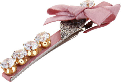 

Fayon Fashion Statement Peach Bow Lace Leaf Peach Hair Clip(Pink)