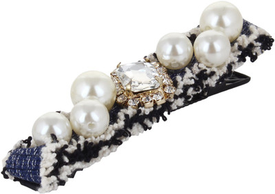 Fayon Fabulous Statement White Pearl Blue Hair Clip(Blue)