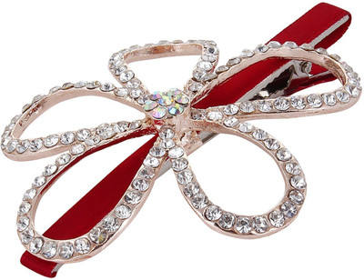 

Fayon Daily Casual Work Crystal Flower Red Hair Clip(Red)