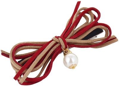 

Fayon Designer Modern Maroon And Cream Lace With Pearl Hair Clip(Maroon)