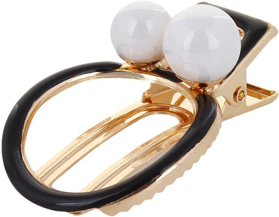 

Fayon Contemporary Statement White Pretty Pearl Black Hair Clip(Black)