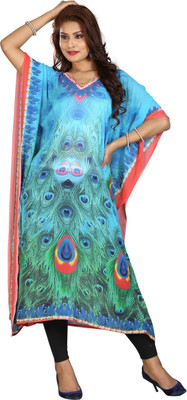 ICYNOSURE Printed Poly Georgette Women Kaftan
